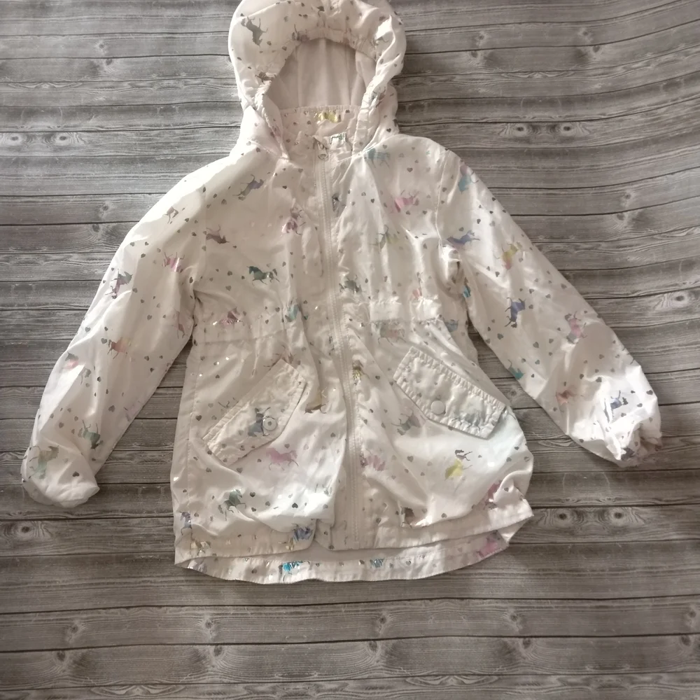 10/$40 Emma & Elsa Kids Unicorn Print Hooded Jacket